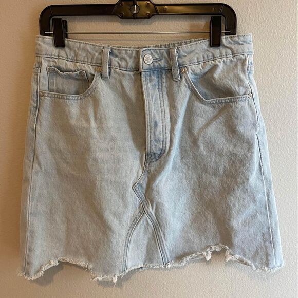 Free People ~ Going Rouge Tidal Wave Cotton Denim Skirt. Size 29 - Picture 1 of 4